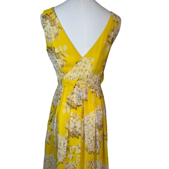 Trina Turk Size 4 Yellow Floral Wrap Dress100% Polyester V-Neck Lightweight - Picture 9 of 13